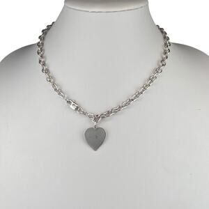 Rolo Chain 18" Sterling Silver Necklace Heart Pendant 30g